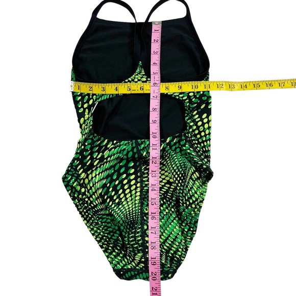 Rise Aquatics 1pc Swimsuit Womens 30 Training Flyback Green Yellow Dots Optical - Picture 5 of 5